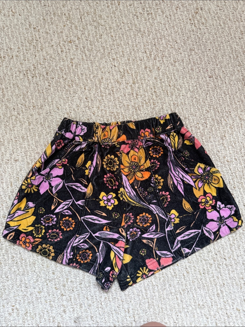 Free People Black Floral Shorts with Yellow & Pink Flowers